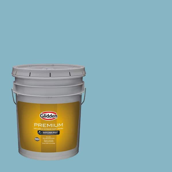 Glidden Premium 5 gal. #PPG1151-4 Crystal Lake Satin Exterior Latex Paint (2)