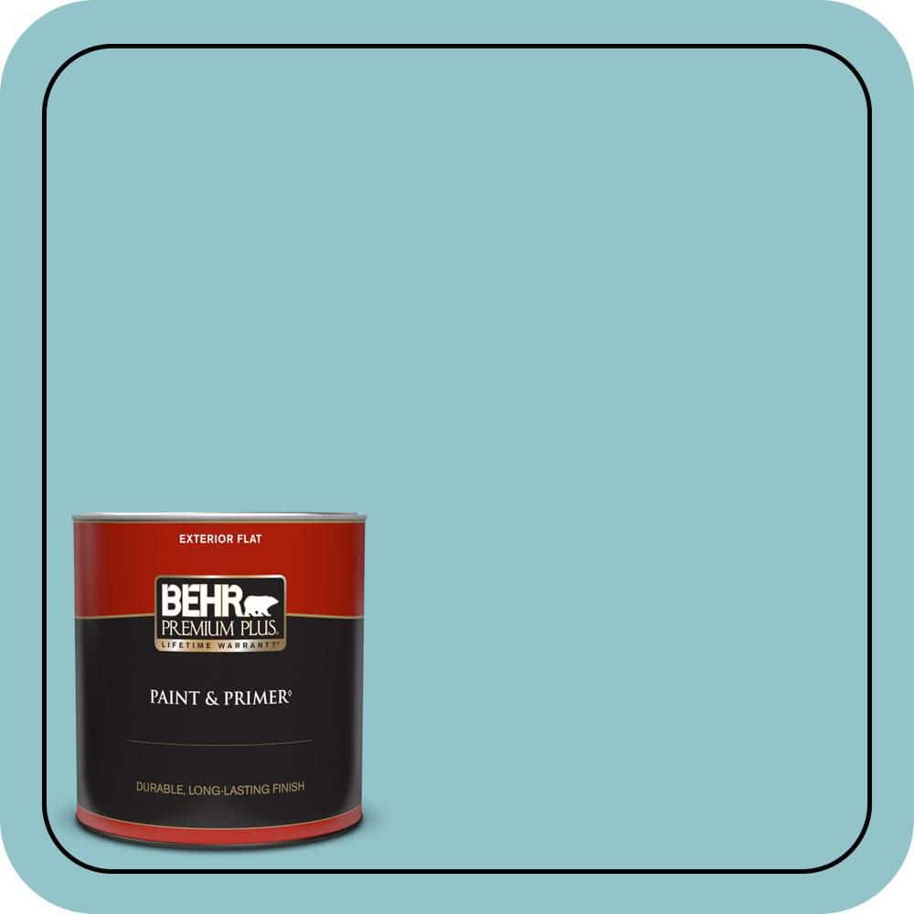 BEHR PREMIUM PLUS 1 qt. #MQ6-32 Cosmic Blue Flat Exterior Paint & Primer (1)