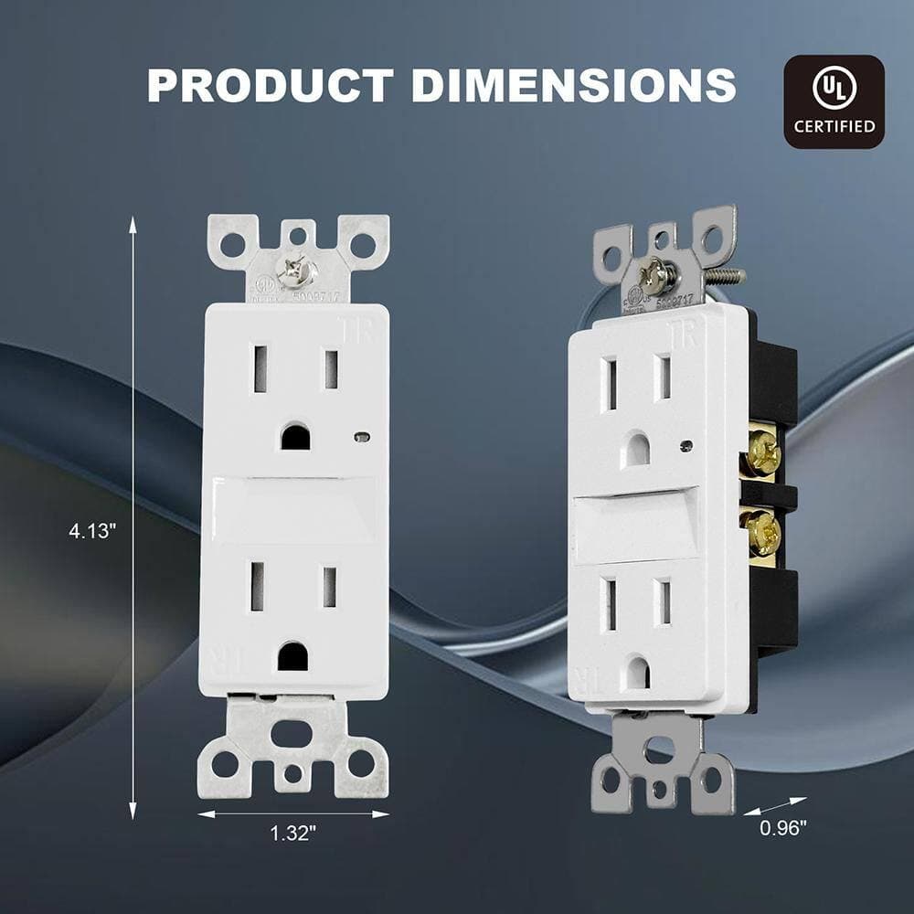RUN BISON 10-Pack White Decorator Nightlight Outlet , 15Amp 125Volt Tamper-Resistant Duplex (3)