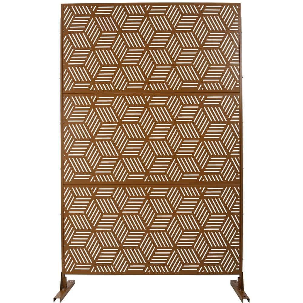 Boosicavelly 48" W x 76" H Brown Steel Freestanding Privacy Fence Screen for Outside Lawn Garden (1)