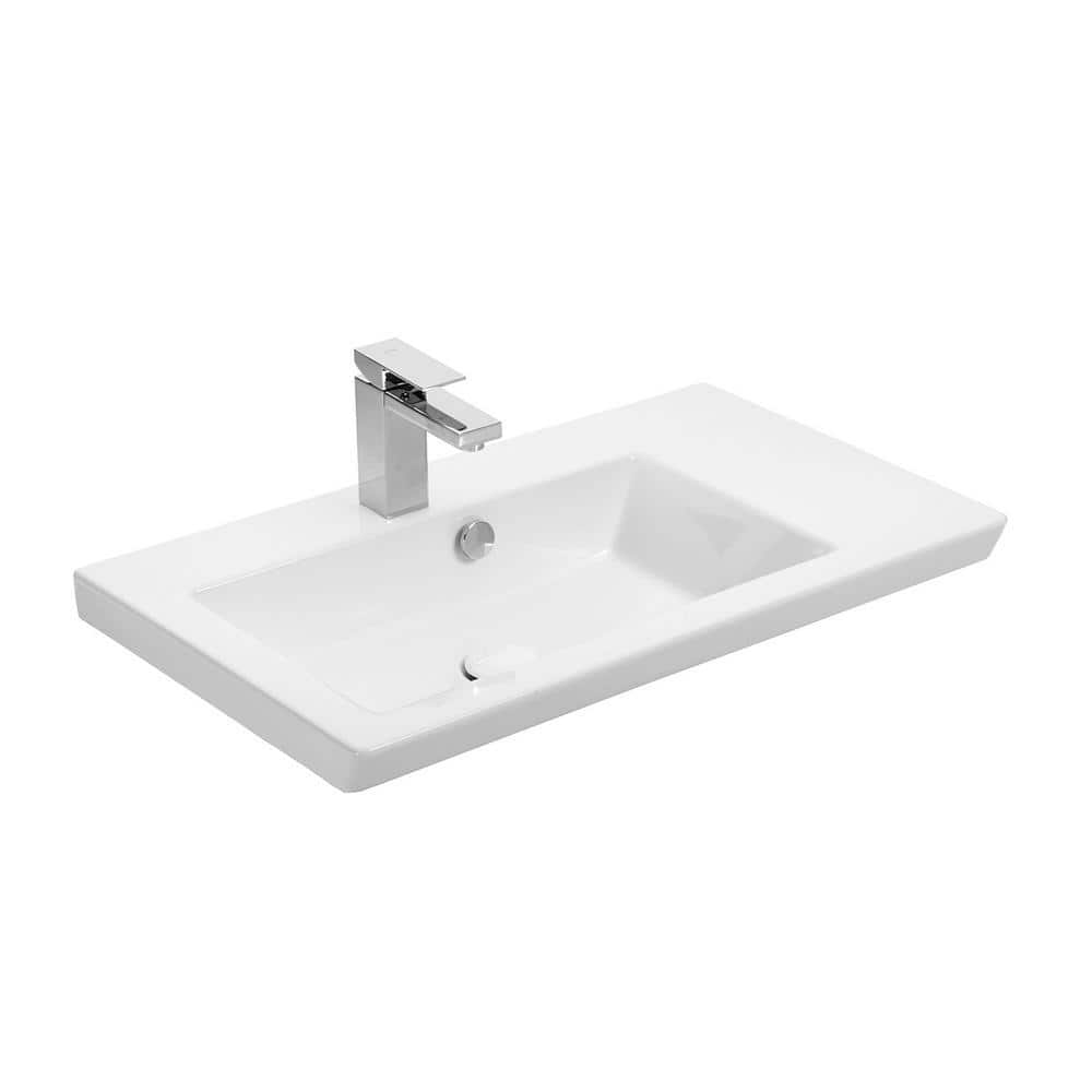 WS Bath Collections Joy 6.5 in. Wall-Mounted Rectangular Bathroom Sink in Glossy White Ceramic with One Faucet Hole (1)