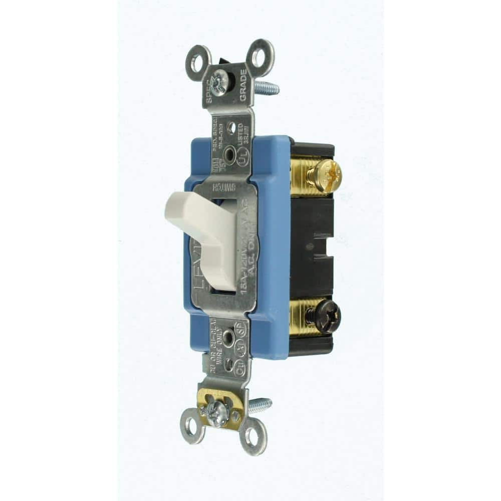 Leviton 15 Amp Industrial Grade Heavy Duty 3-Way Lighted Handle Toggle Switch, White 1203-LHW (3)