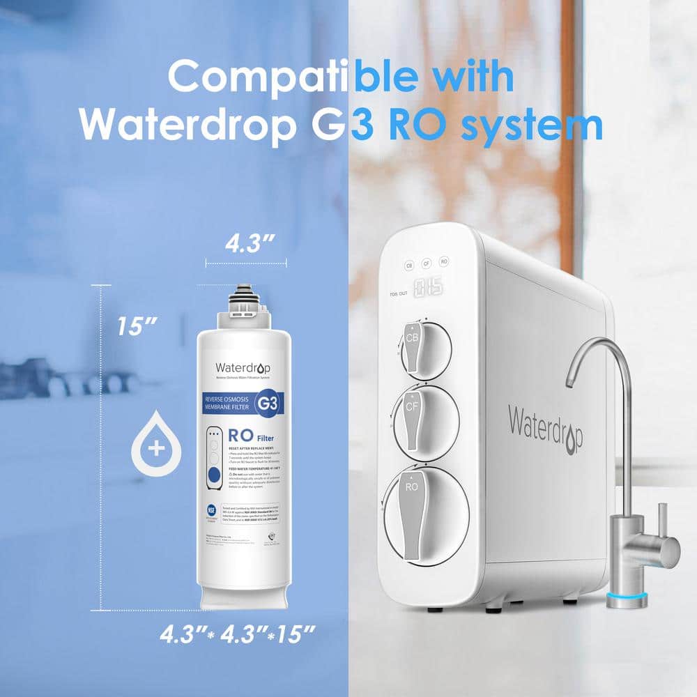 Waterdrop G3-N2RO Reverse Osmosis Replacement System Water Cartridge for WD-G3 System (3)