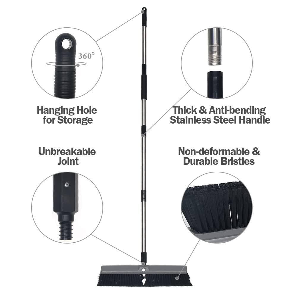 NVNOO 63 in. x 17.71 in. Push Outdoor Heavy-Duty Broom Brush for Cleaning Garage, Driveway, Yard Patio, Floor, Black (1-Pack) (2)