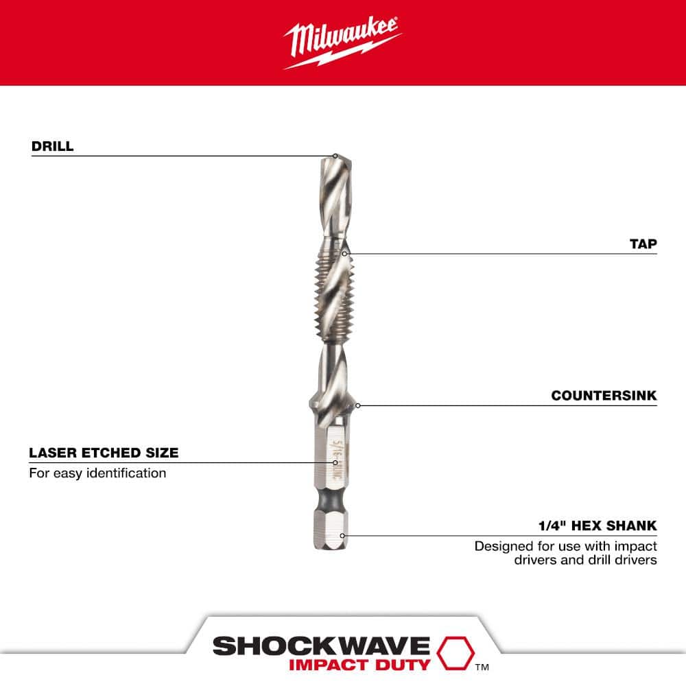 Milwaukee SHOCKWAVE SAE Steel Drill Tap Set (5-Piece) (4)