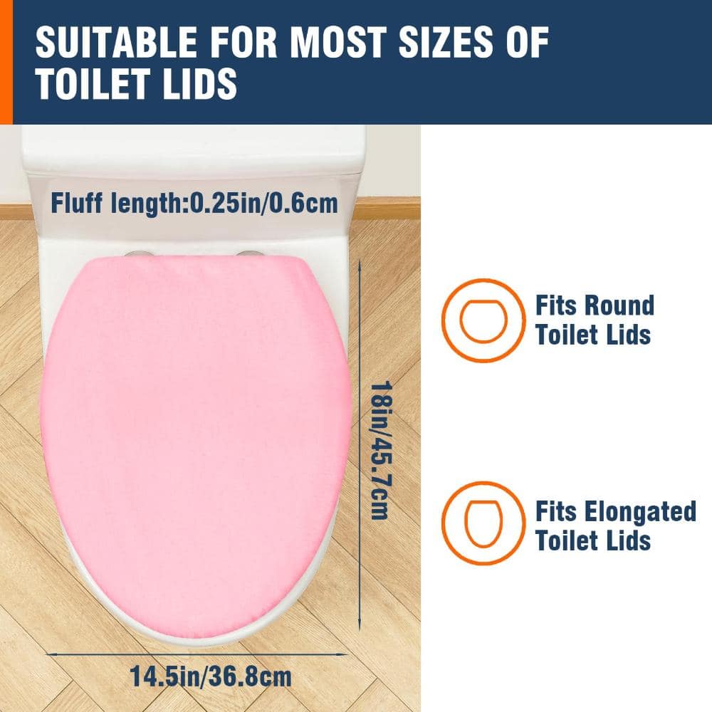 Unbranded Soft Plush Toilet Lid Cover for Bathroom with Elastic Edge, Fits Most Toilet Seats, Machine Washable, Easy (2)
