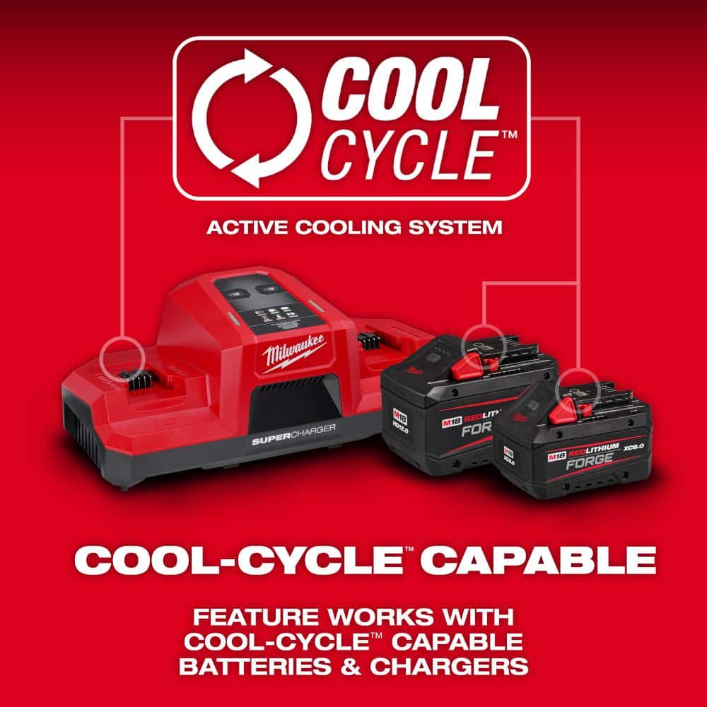 Milwaukee M18 18V Lithium-Ion REDLITHIUM FORGE 0 Ah Battery Pack with M18 18V Dual Bay Simultaneous Super Charger (4)