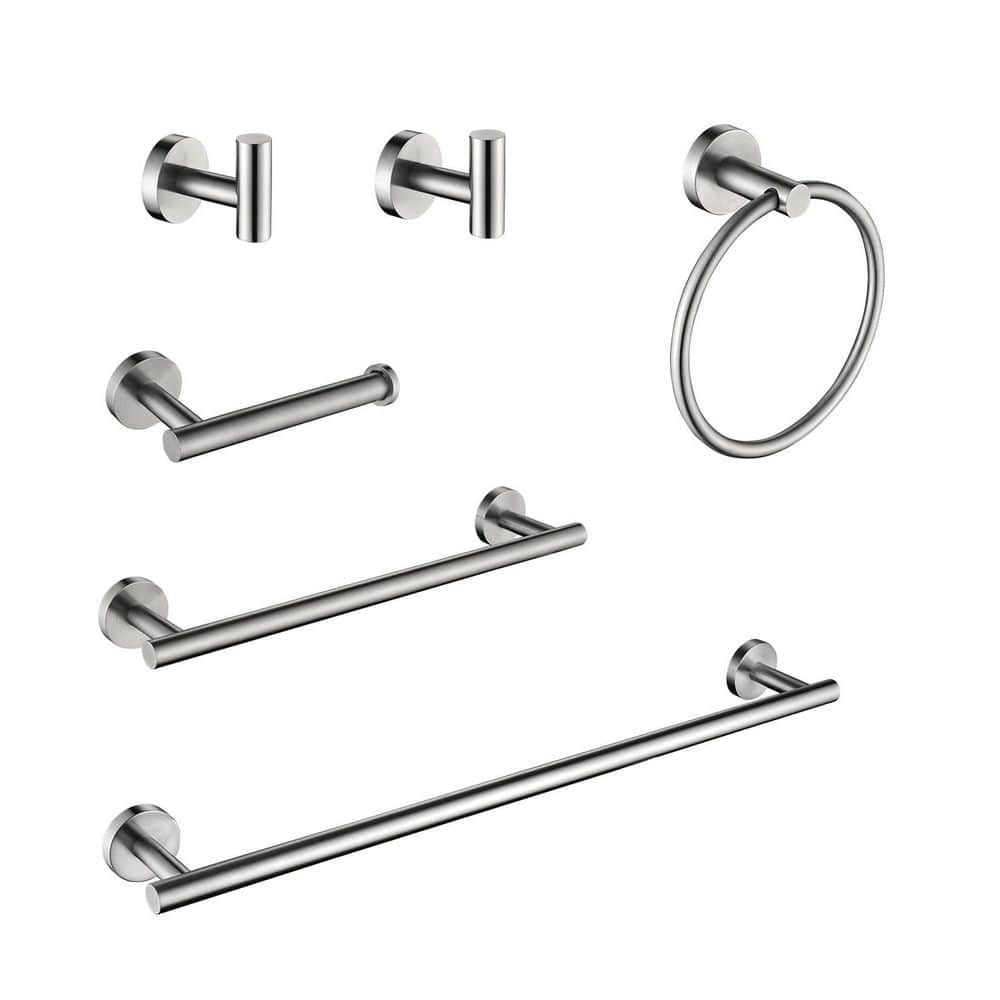 Satico 6-Piece Stainless Steel Bathroom Towel Rack Set with Mounting Hardware in Brushed Nickel (1)