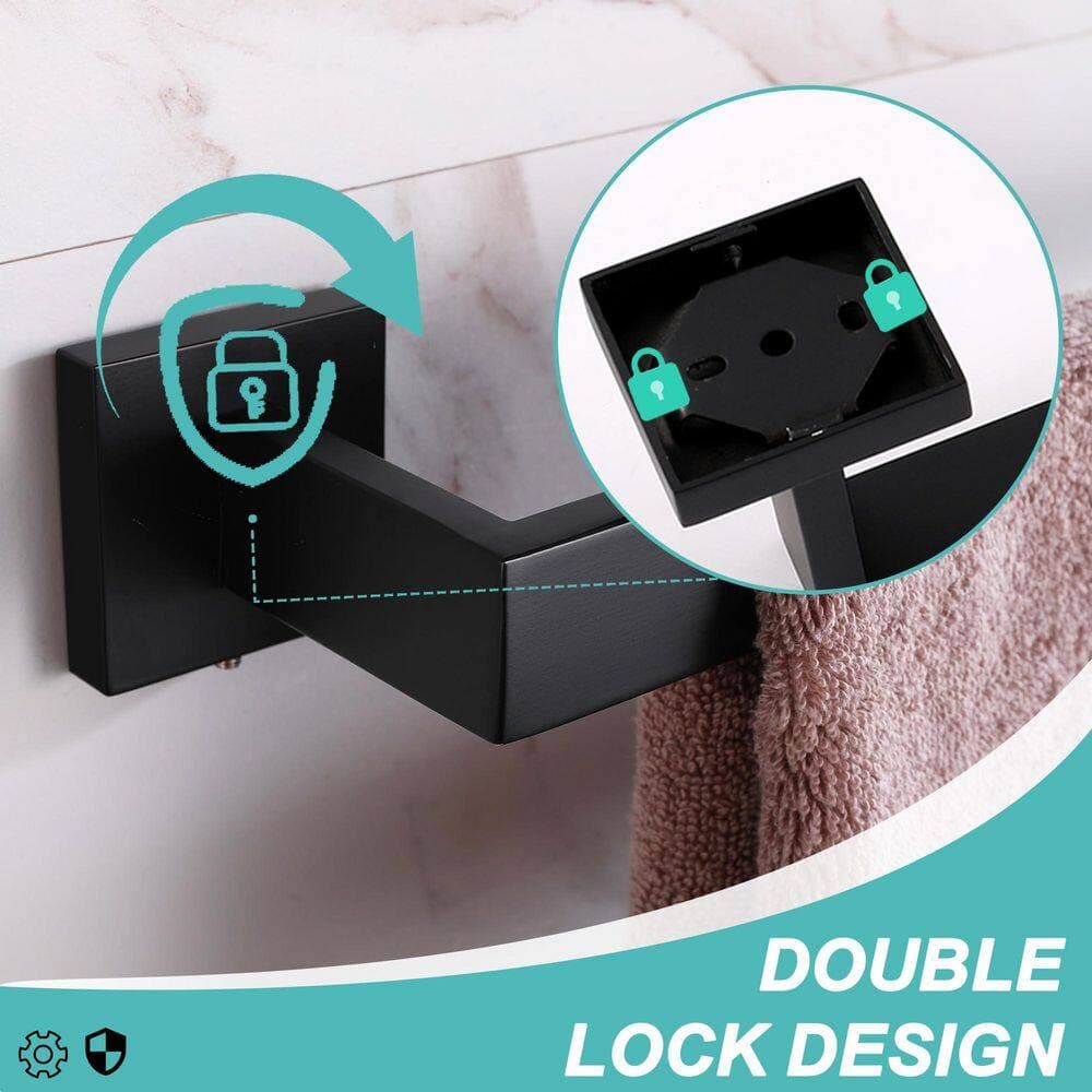 Unbranded 1-Pack Matte Black Stainless Steel 26 in. Square Bathroom Towel Bar Wall Mounted Concealed Screw Rail (2)