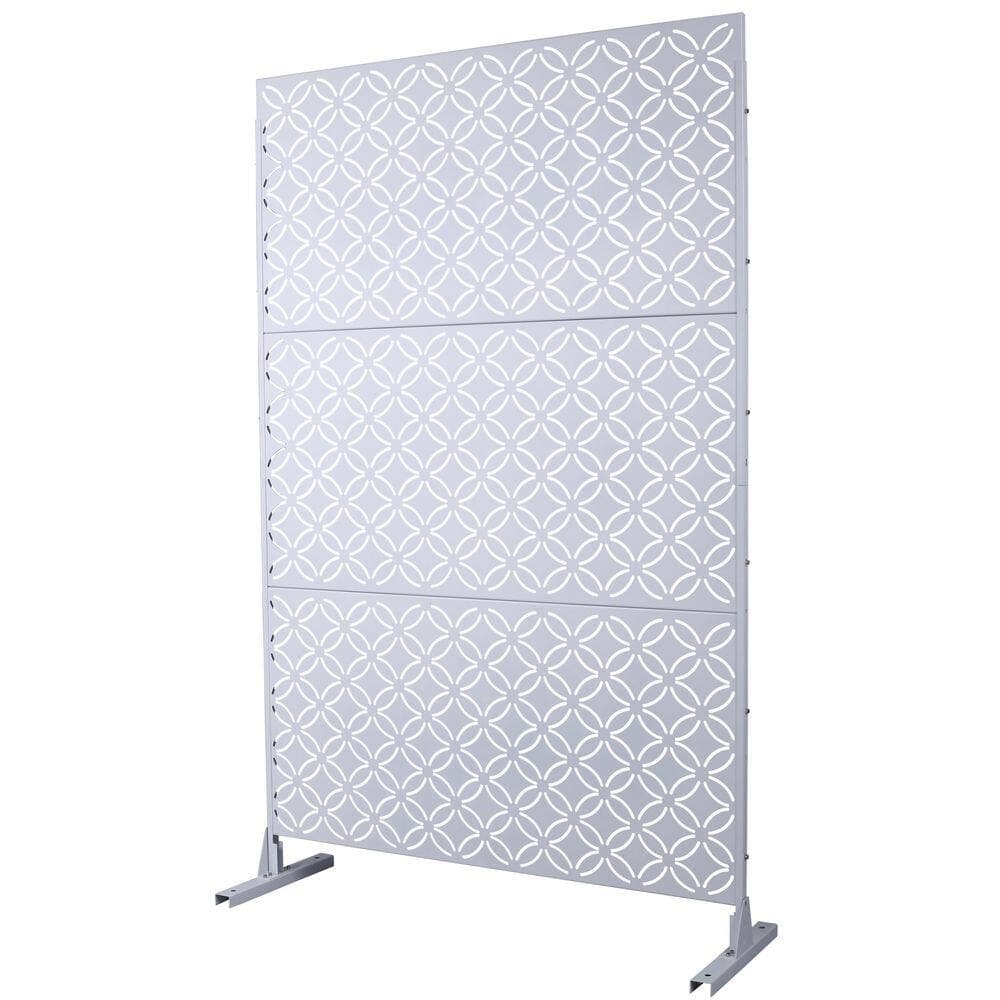 cadeninc 4 ft. x 6.33 ft. White Outdoor and Indoor Freestanding Metal Privacy Screen Fence Panels for Lawn Garden (Not Composite) (3)