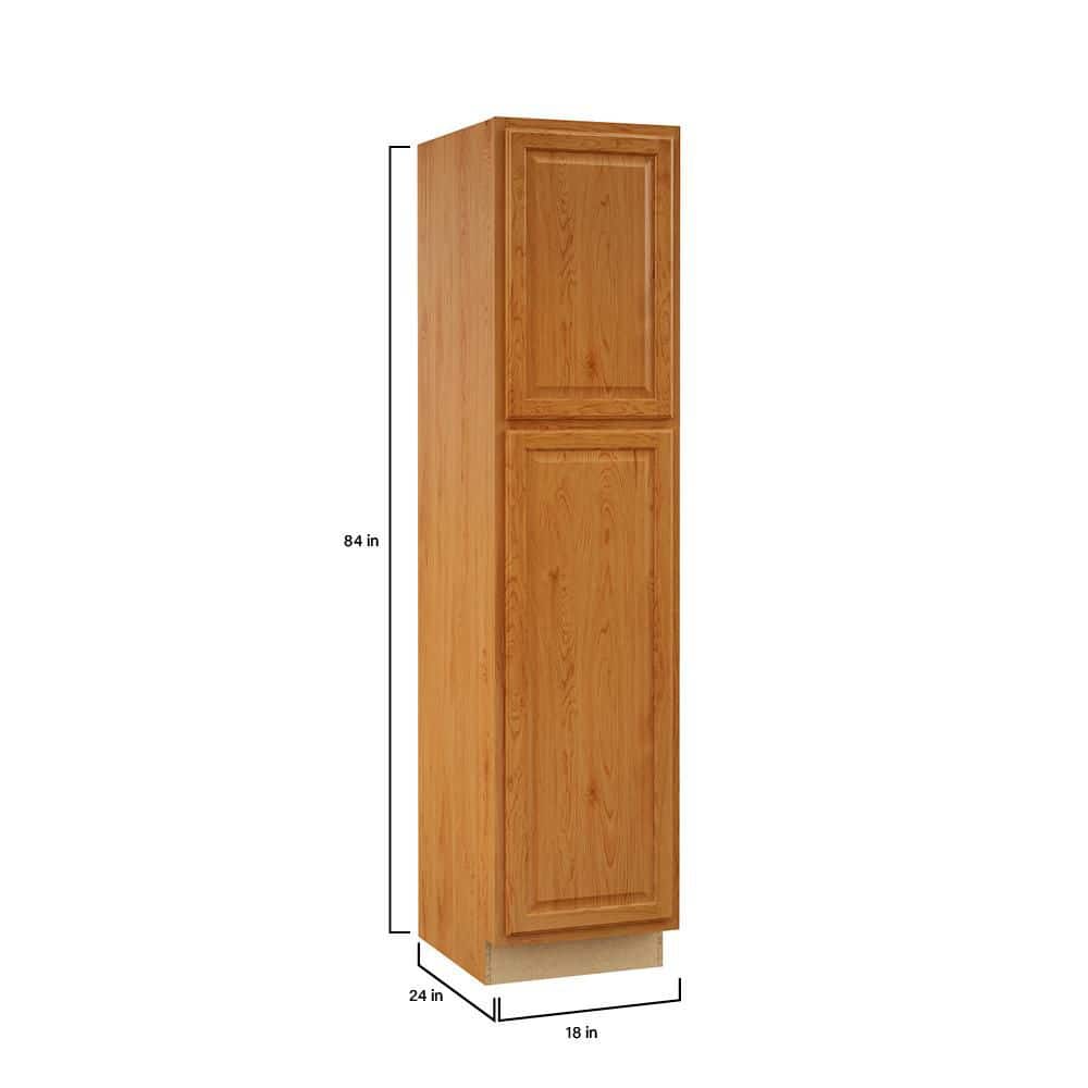 Hampton Bay Hampton 18 in. W x 24 in. D x 84 in. H Assembled Pantry Kitchen Cabinet in Medium Oak (4)