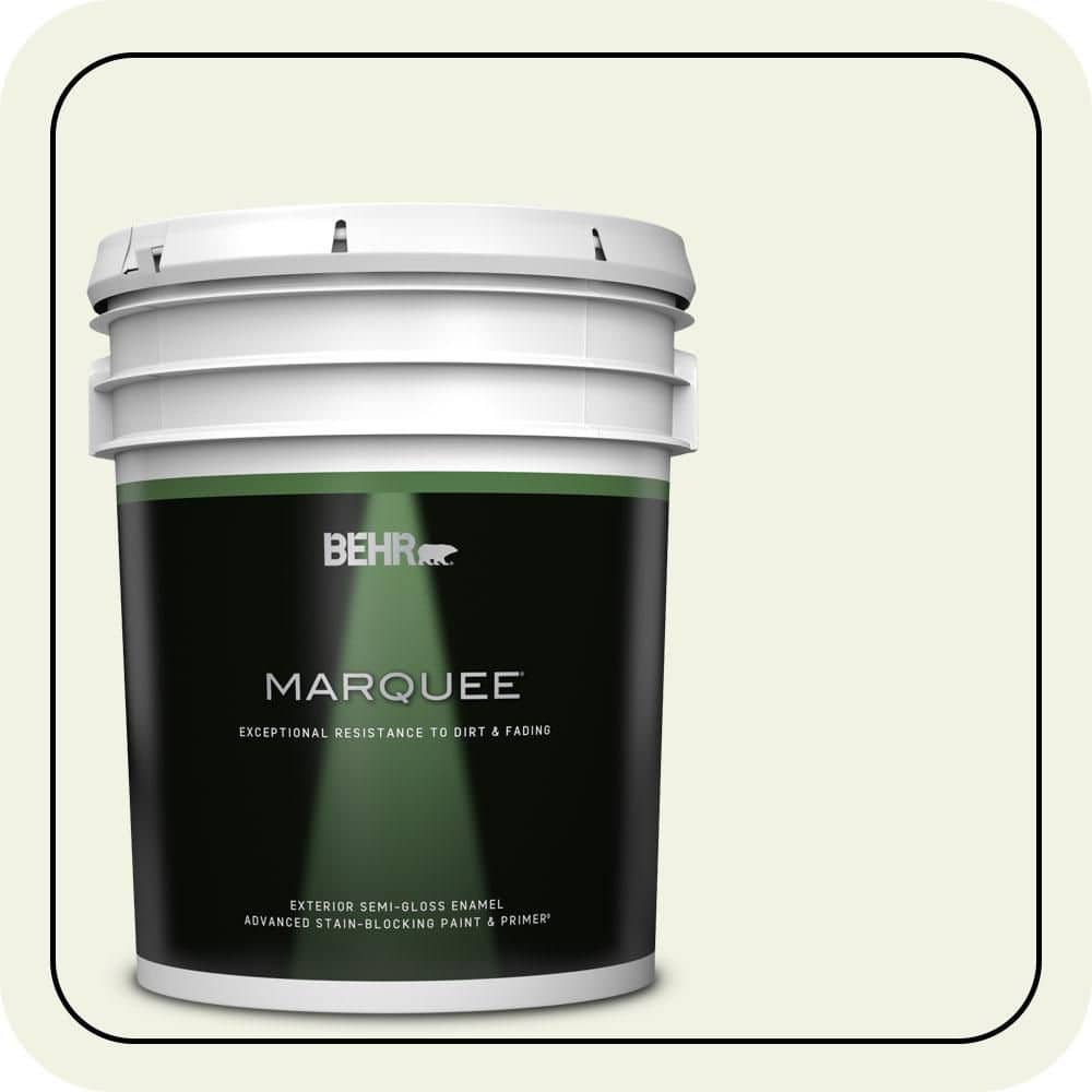 BEHR MARQUEE 5 gal. #W-F-710 Hushed White Semi-Gloss Enamel Exterior Paint & Primer