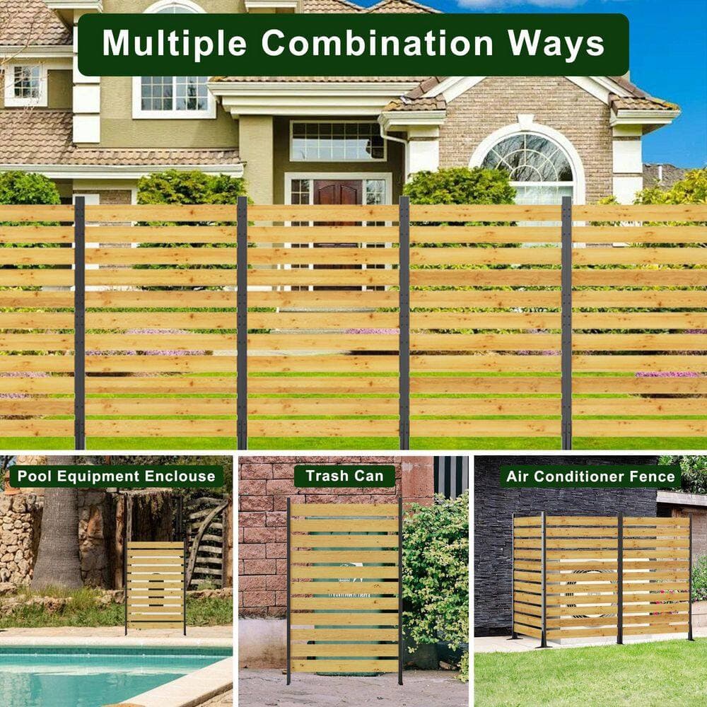 Lumioca 1-Piece 38.5 in. W x 72.8 in. H Black Cedar Wood Outdoor Privacy Screen Decorative Art Panel (3)