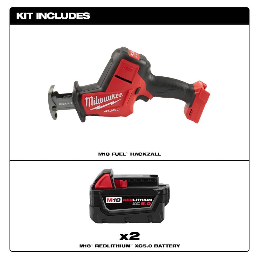 Milwaukee M18 FUEL 18-Volt Lithium-Ion Brushless Cordless HACKZALL Reciprocating Saw with (2) M18 5.0Ah Batteries (2)
