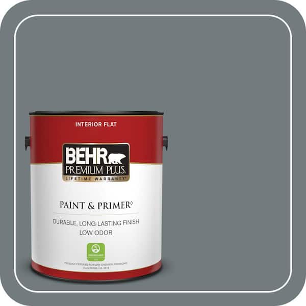 BEHR PREMIUM PLUS 1 gal. #PPU25-19 Ocean Swell Flat Low Odor Interior Paint & Primer (2)