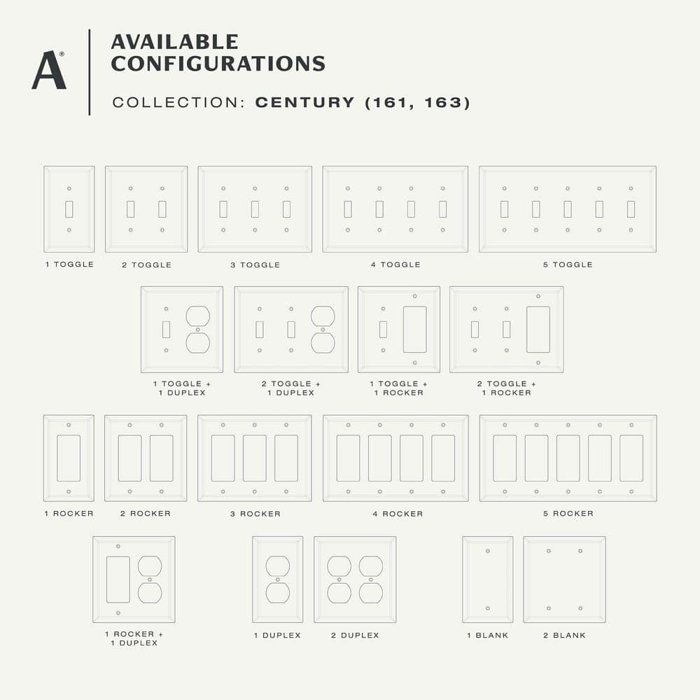 AMERELLE Metallic 2 Gang 1-Toggle and 1-Rocker Steel Wall Plate (4)