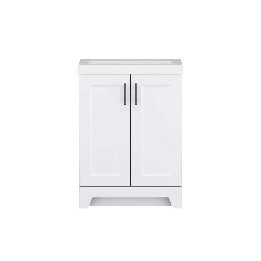 Glacier Bay Brindle 25 in. Single Sink Freestanding White Bathroom Vanity with White Cultured Marble Top (Assembled) (3)