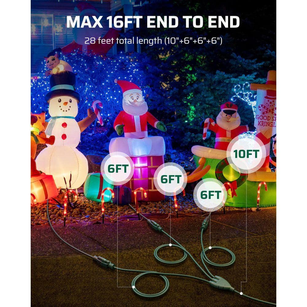 DEWENWILS 28 ft. (10+6+6+6) 16 / 3 AWG SJTW Outdoor Multi Outlets Extension Cord Splitter with 3-Outlets, Green (2)