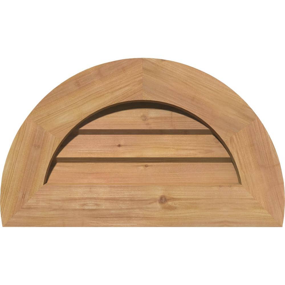 Ekena Millwork 39 in. x 22 in. Half Round Unfinished Smooth Western Red Cedar Wood Paintable Gable Louver Vent