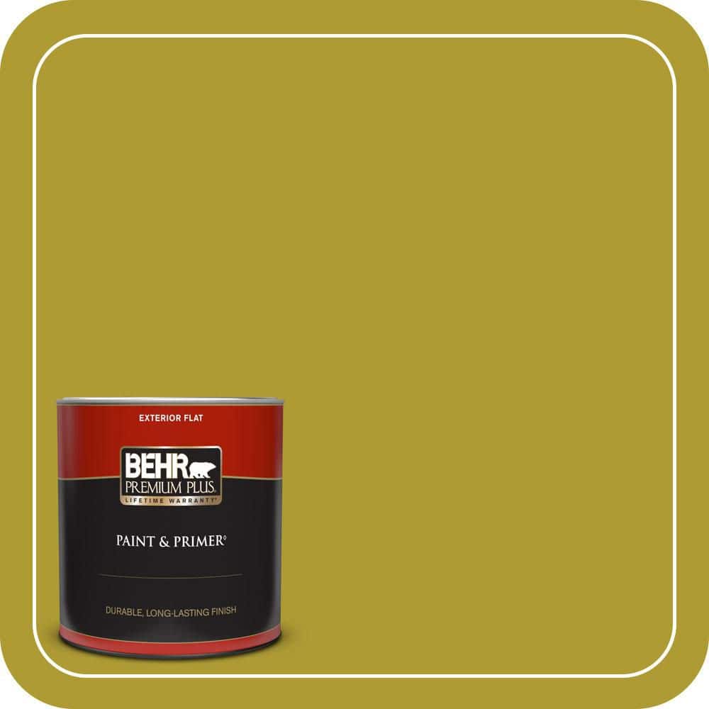 BEHR PREMIUM PLUS 1 qt. #P330-7 Luscious Lime Flat Exterior Paint & Primer