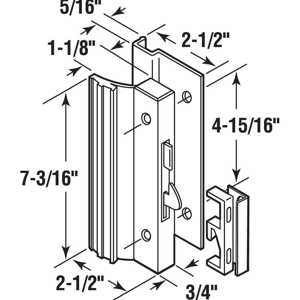 Prime-Line Sliding Glass Door Handle Set, 4-15/16 in., Extruded Aluminum, Black, Hook Style, Surface Mount (2)