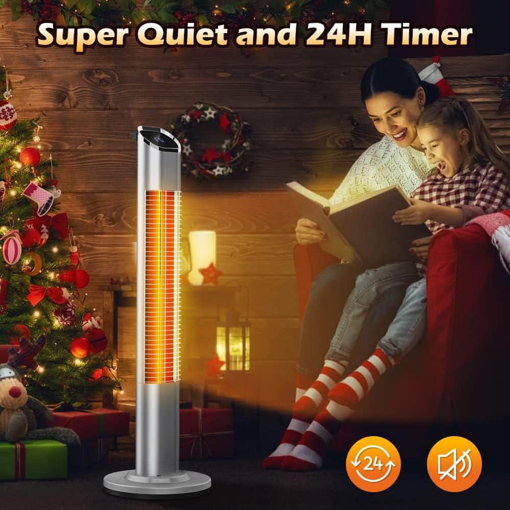 Unbranded 1500-Watt 11.22 in. Electric White Infrared Convection Heater Space Heater with Remote Control (2)