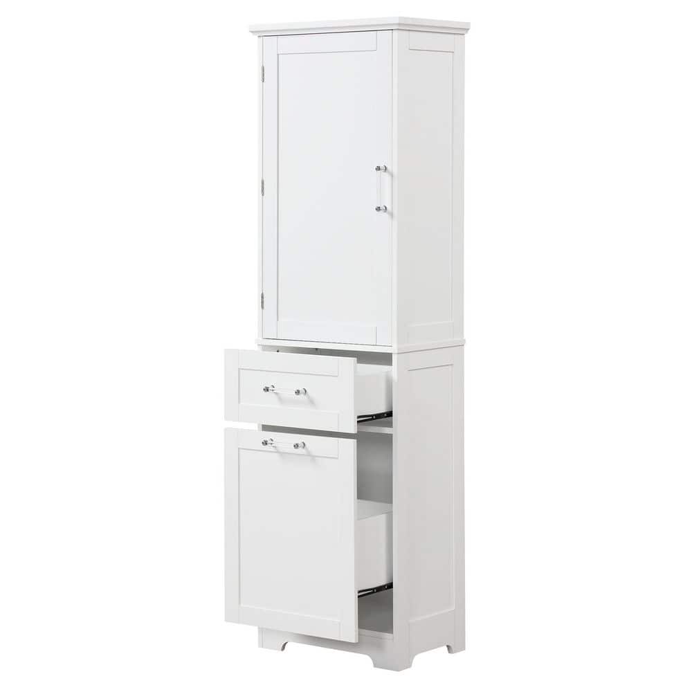 Lycvki 20 in. W x 13.50 in. D x 68.4 in. H White Linen Cabinet with Door and 2-Shelves for Bathroom (1)