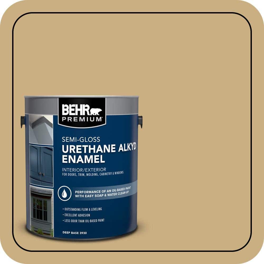 BEHR PREMIUM 1 gal. #S310-4 Perennial Gold Urethane Alkyd Semi-Gloss Enamel Interior/Exterior Paint (1)