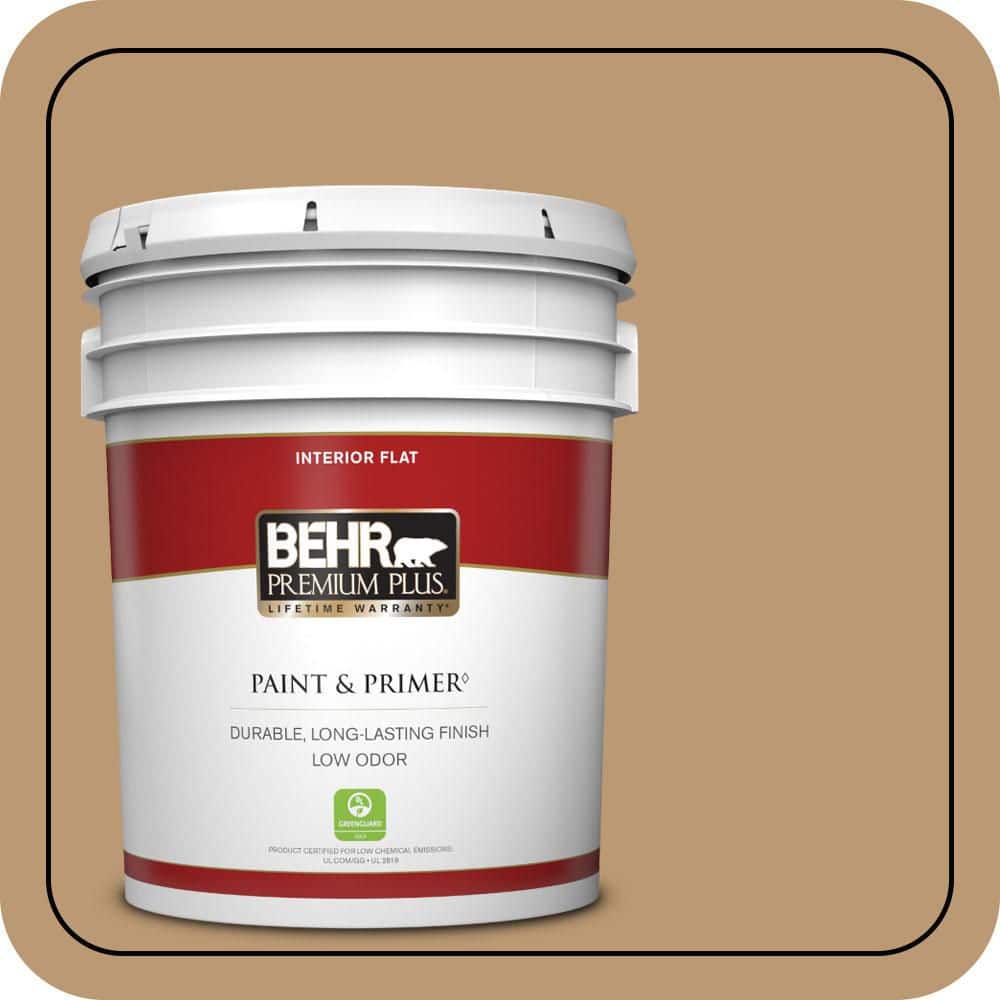 BEHR PREMIUM PLUS 5 gal. #N280-5 Antique Treasure Flat Low Odor Interior Paint & Primer