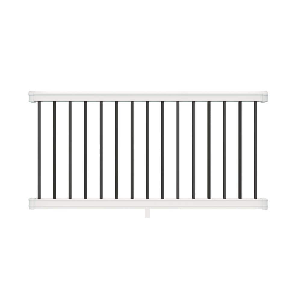 Barrette Outdoor Living Bella Premier Series 6 ft. x 36 in. White Vinyl Rail Kit with Black Aluminum Balusters (1)