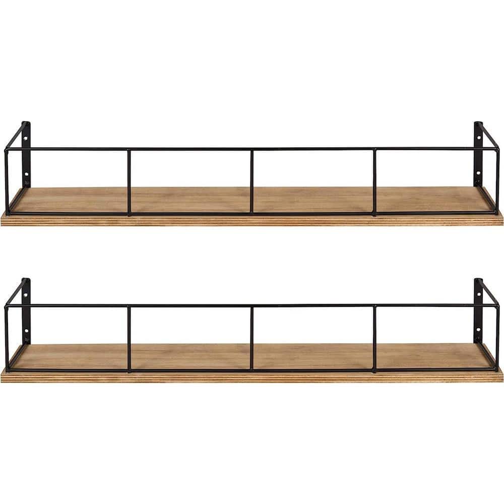 Dyiom 24 in. W x 4 in. H x 4 in. D Brown/Black Over The Toilet Storage Bathroom Shelves, Wall Mounted with Adjustable Shelves (1)
