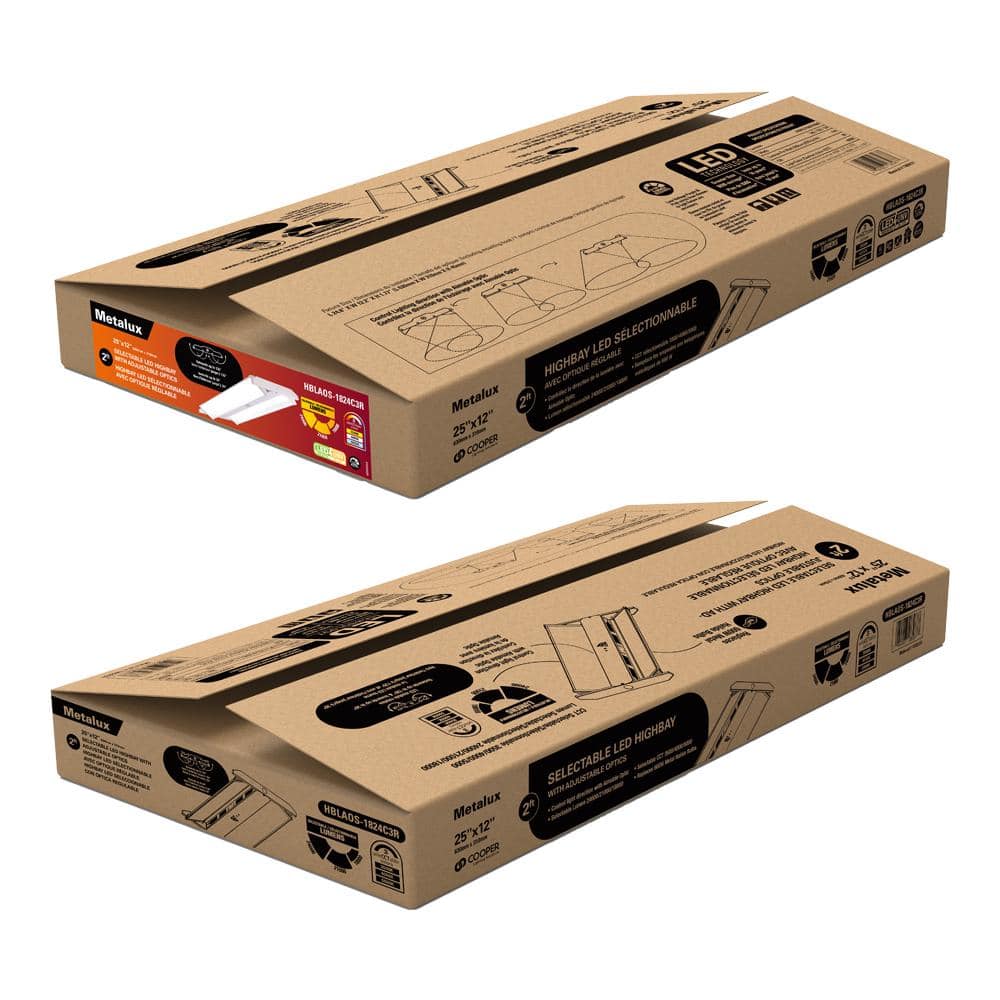 Metalux 2 ft. 400-Watt Equivalent LED Highbay with Adjustable Optics, Selectable 18K/21K/24K Lumens and 3500/4000/5000 Sel CCT (3)