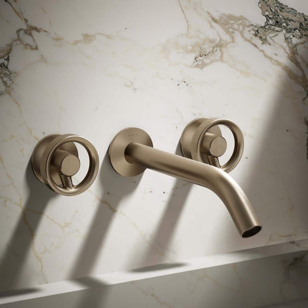 KOHLER Components Wall-Mount Bathroom Sink Faucet Industrial Handle Trim in Vibrant Brushed Bronze (2)