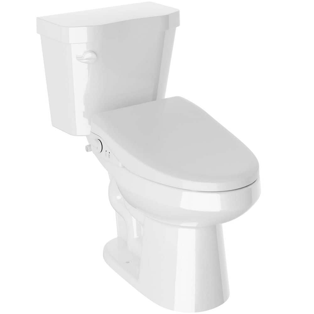 ANZZI Garden 12 in. 2-pieces 1.28 GPF Siphon Elongated Ceramic Toilet in White Electric Bidet Seat with Auto Lid ADA Included