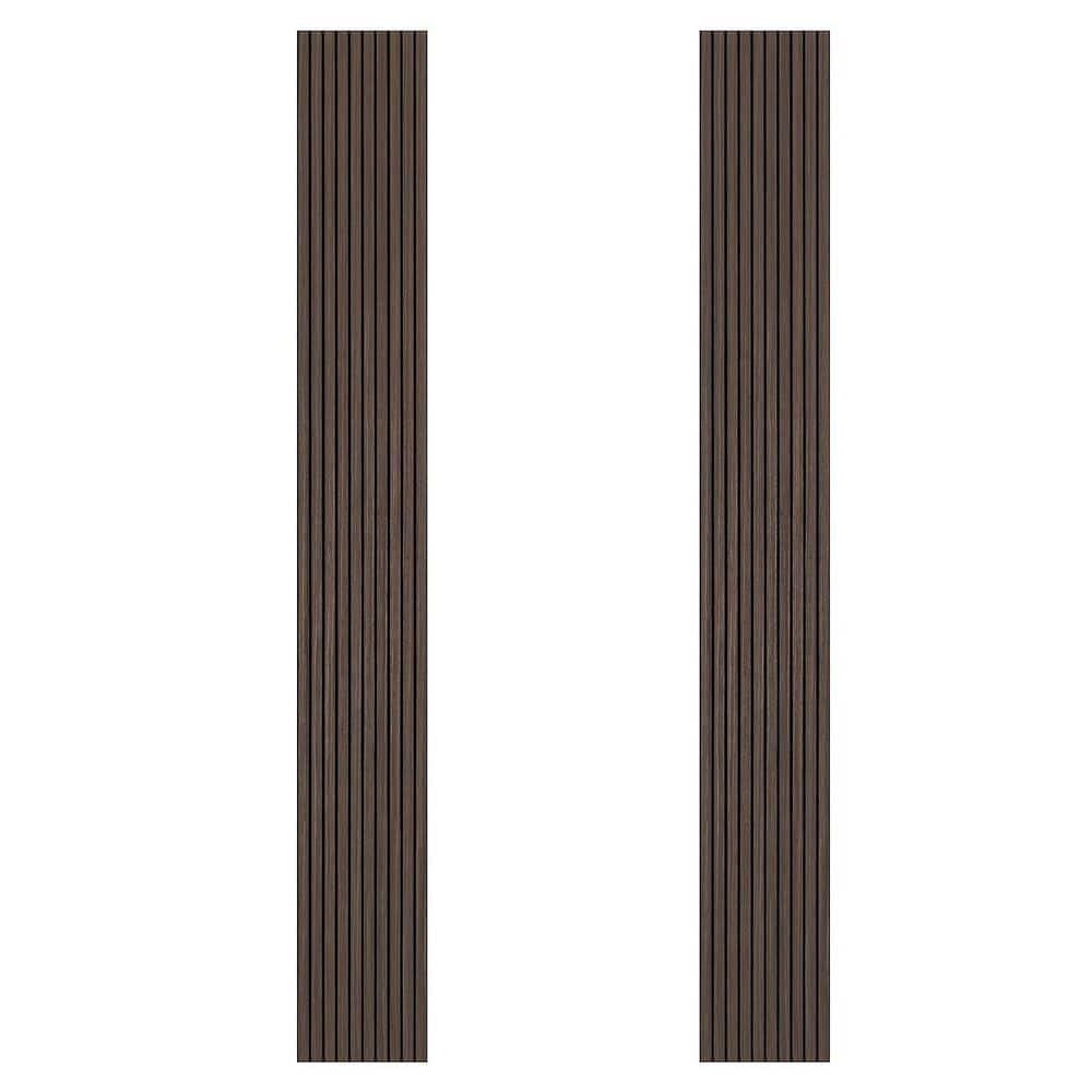 Owndeign 0.2 in. x 1 ft. x 8 ft. Brown Wood Slat Acoustic Panels 3D Decorative Wall Paneling Peel and Stick (2-Piece) (1)