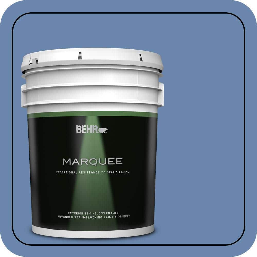 BEHR MARQUEE 5 gal. #M530-5 Cowgirl Blue Semi-Gloss Enamel Exterior Paint & Primer