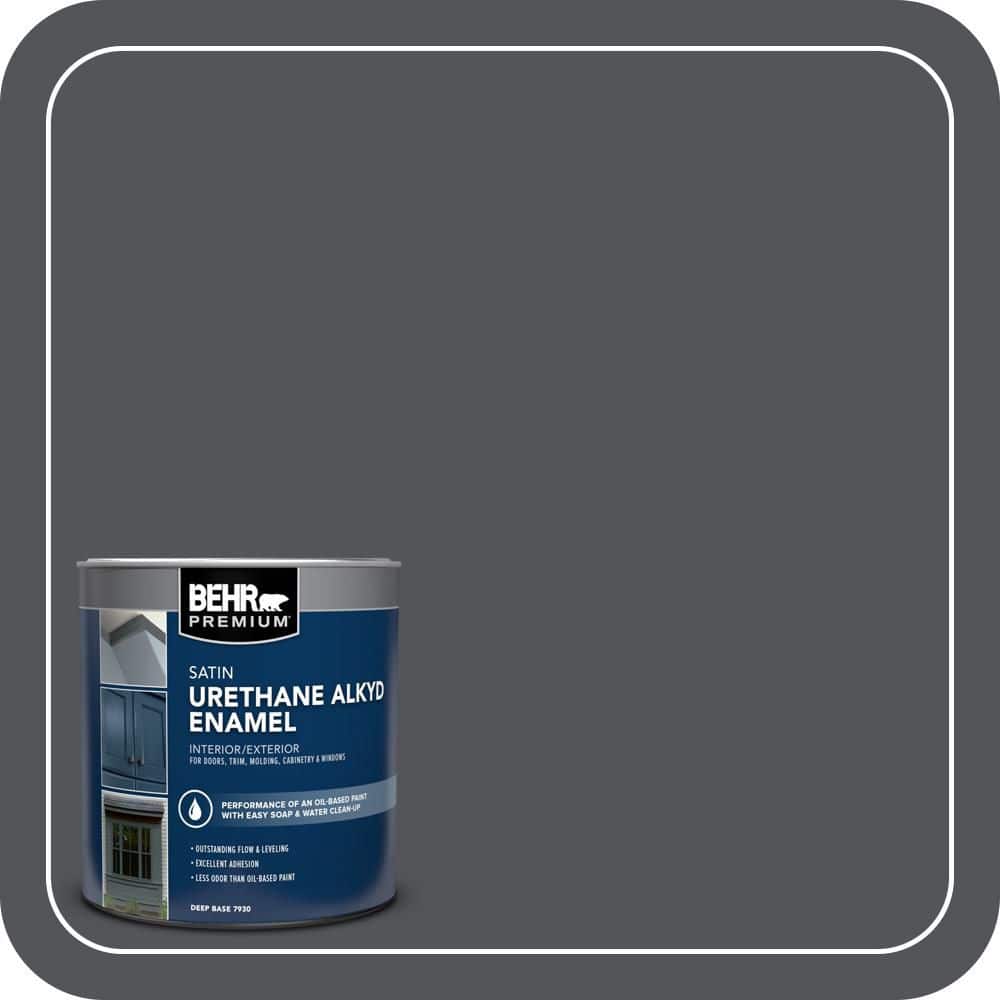 BEHR PREMIUM 1 qt. #N510-6 Orion Gray Satin Enamel Urethane Alkyd Interior/Exterior Paint (1)