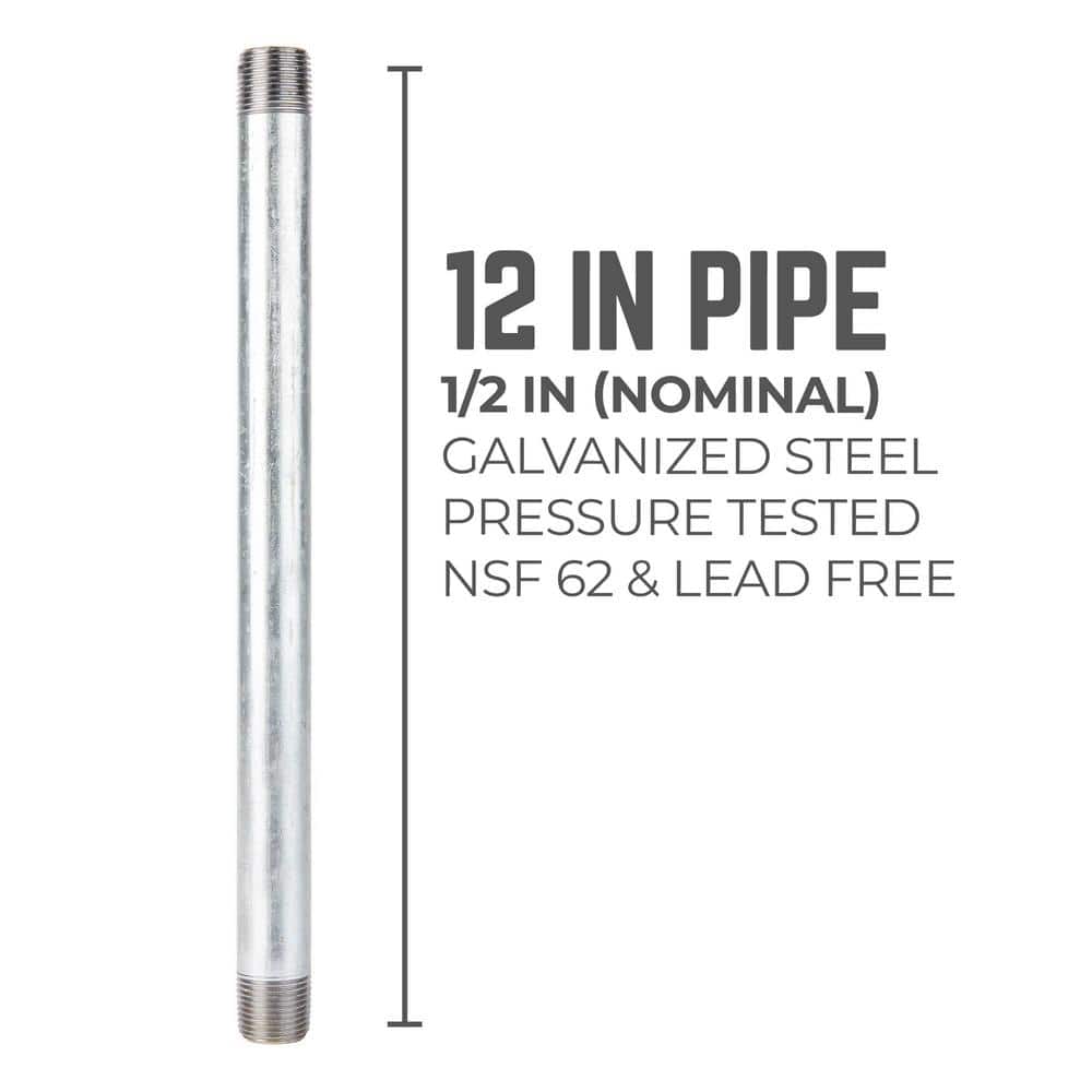 STZ 1/2 in. x 12 in. Galvanized Steel Nipple (2)