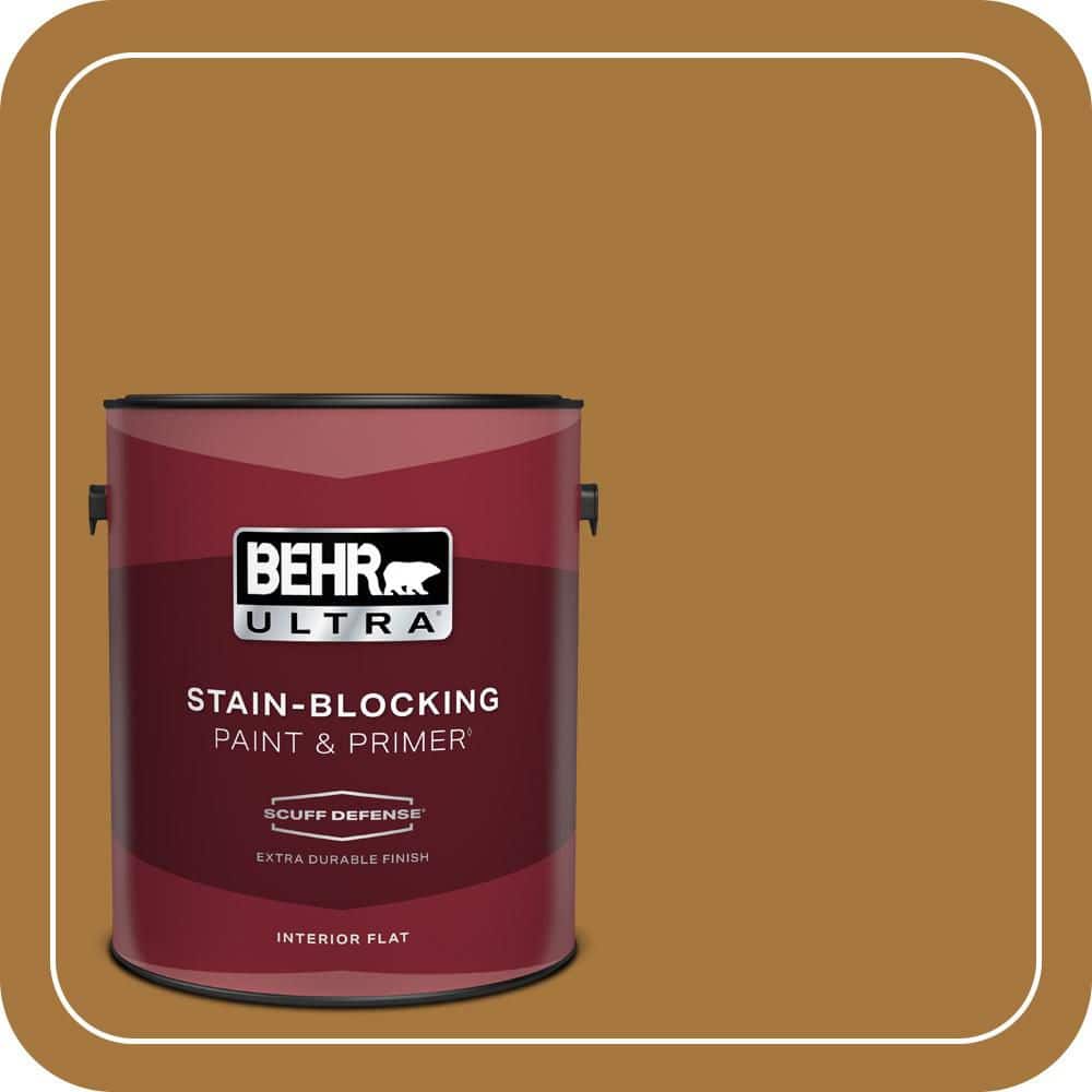 BEHR ULTRA 1 gal. #MQ4-06 Invitation Gold Extra Durable Flat Interior Paint & Primer