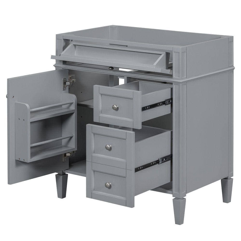 HMMHVV 30 in. Bath Vanity Cabinet without Top Sink, w/ 2-Drawer and Shelf, Floor Mount Bathroom Storage Vanity Cabinet in Grey (3)