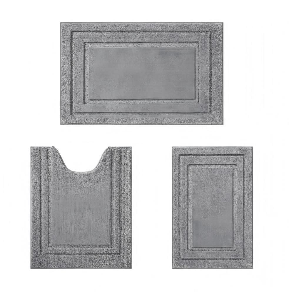 Wudkey 3 Piece Bathroom Rugs Set, 20 in. x 32 in. Super Soft Absorbent Non Slip Microfiber Mat, with U-shaped Toilet Rug (1)