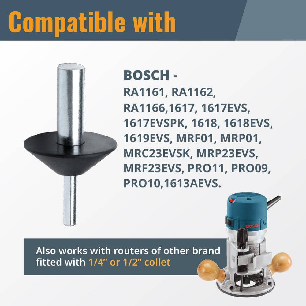 ‎POWERTEC Centering Pin and Cone Set for RA1151 Replacement with 1/2 in. and 1/4 in. Ends for Calibrating Router Base Plates (3)