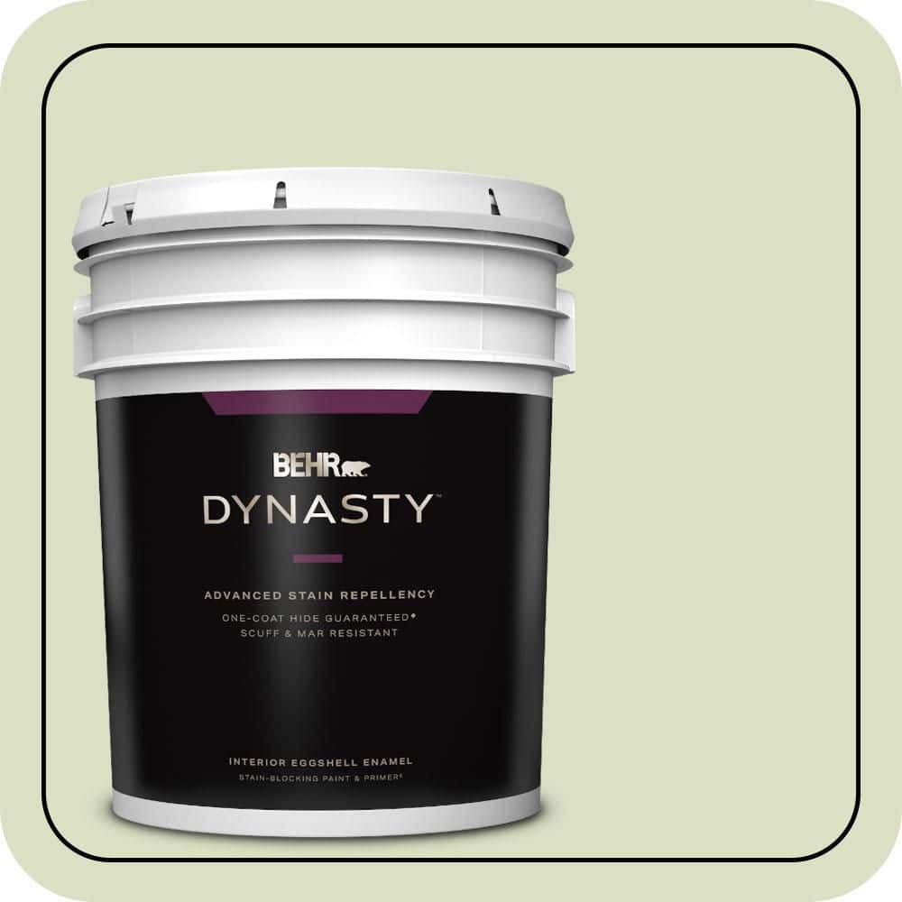 BEHR DYNASTY 5 gal. #MQ3-47 Airy Green One-Coat Hide Eggshell Enamel Interior Stain-Blocking Paint & Primer