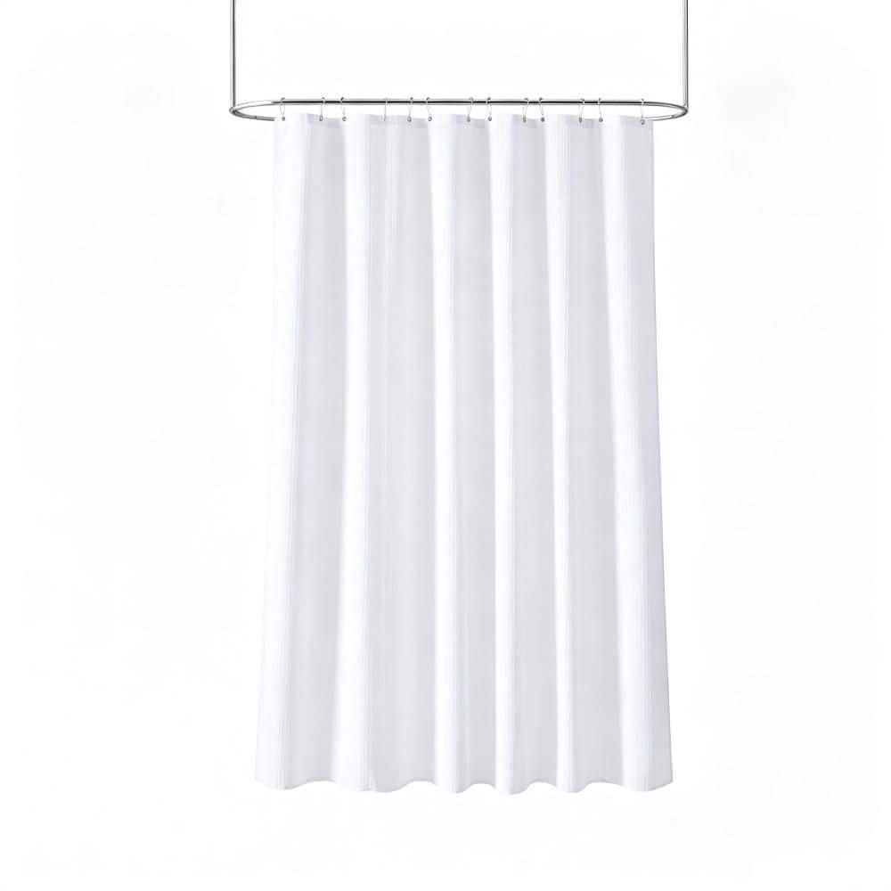 Numhew Waffle Weave 72 in. W x 72 in. L Heavyweight Polyester Shower Curtain, Weighted Hem, 12 Rust-Resistant Grommets, White (1)