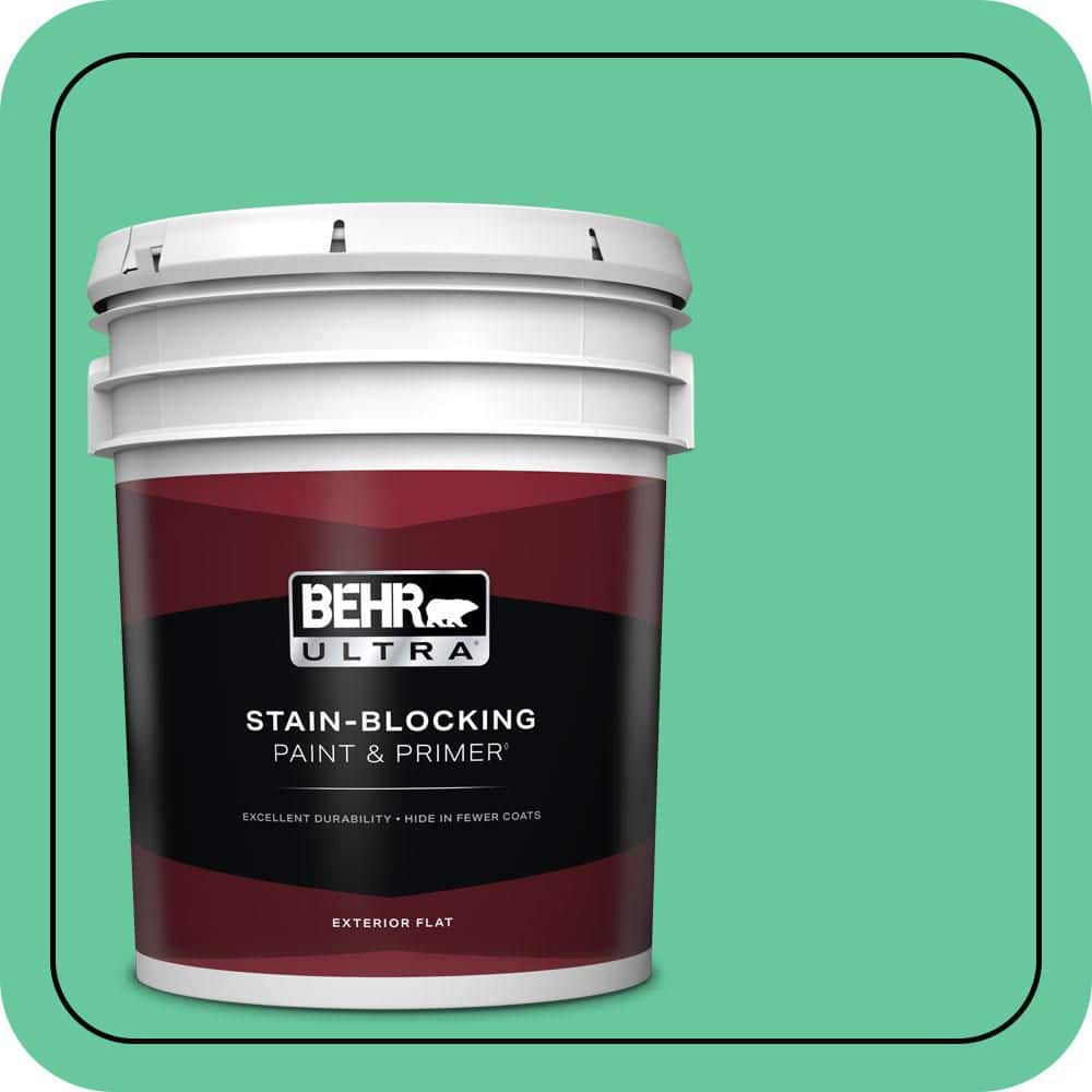 BEHR ULTRA 5 gal. #470B-4 Intense Jade Flat Exterior Paint & Primer