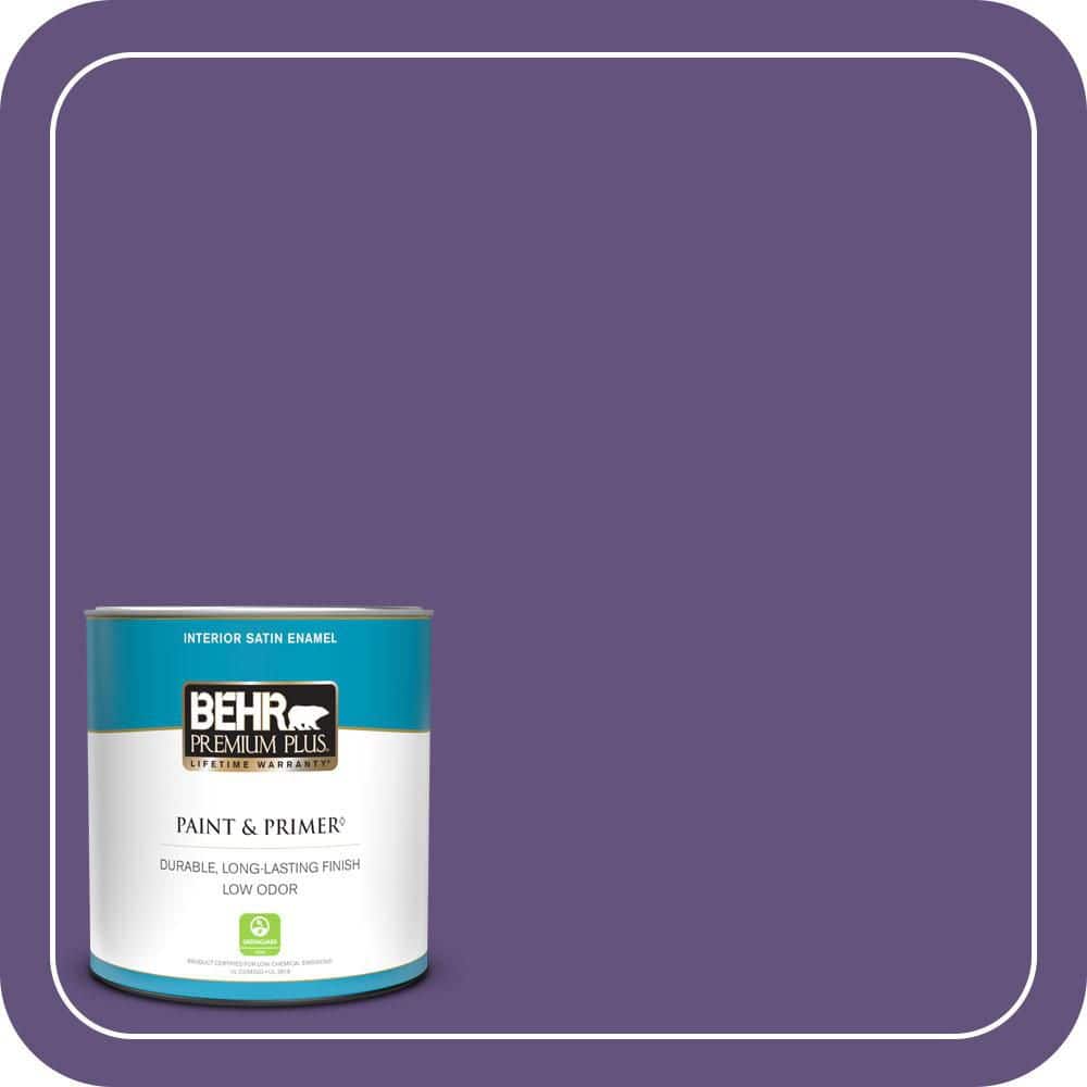 BEHR PREMIUM PLUS 1 qt. #S-G-650 Berry Syrup Satin Enamel Low Odor Interior Paint & Primer