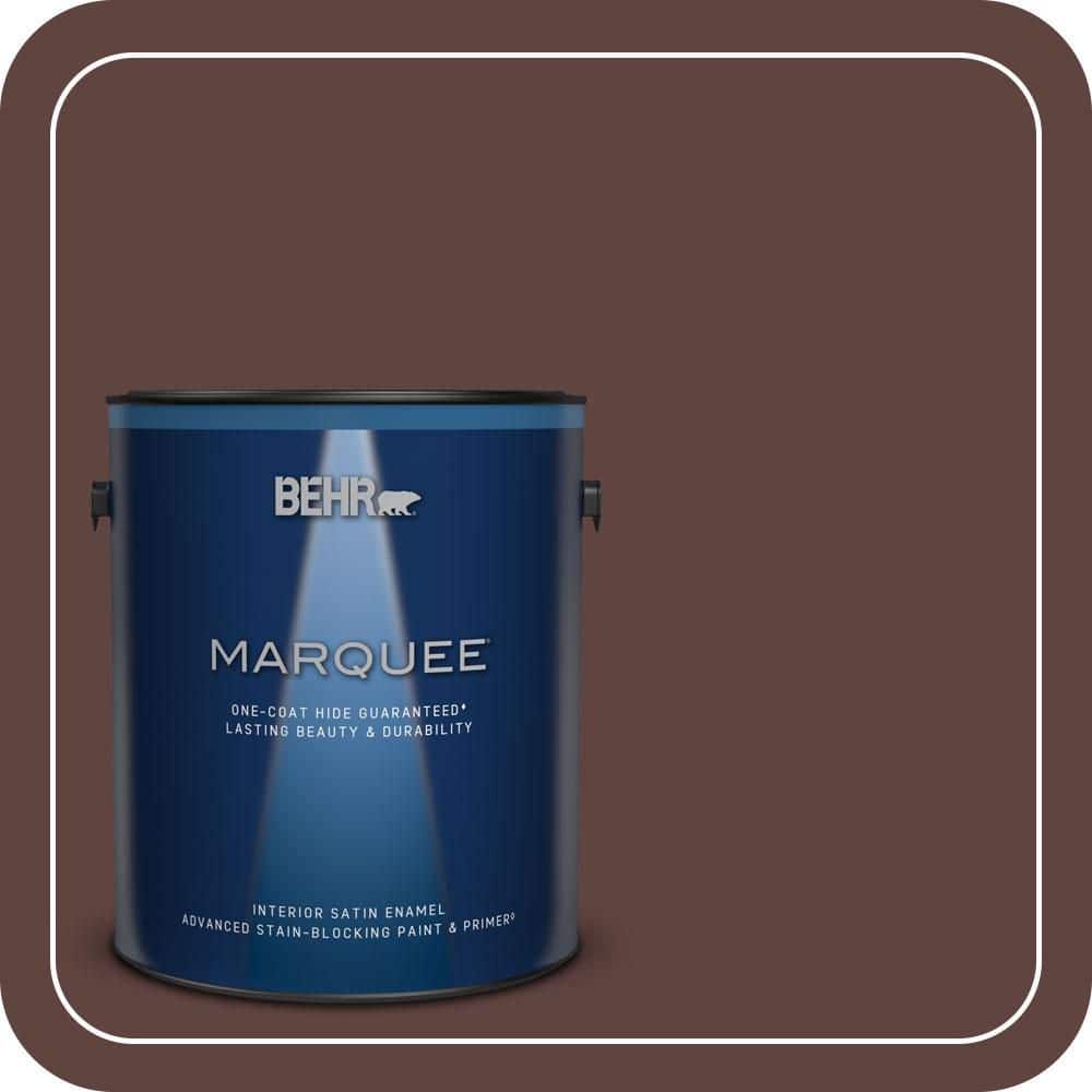 BEHR MARQUEE 1 gal. #MQ1-54 Death by Chocolate One-Coat Hide Satin Enamel Interior Paint & Primer
