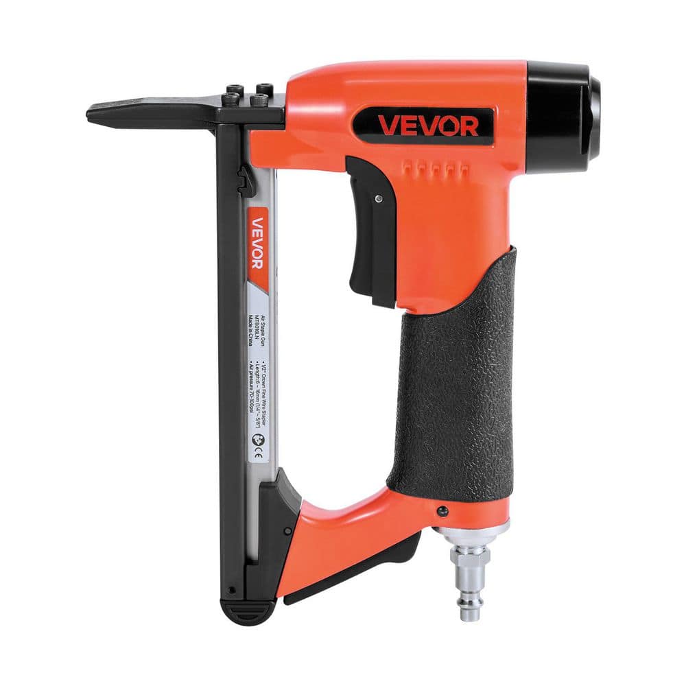VEVOR Pneumatic Staple Gun, 21 Gauge Long-Nose Upholstery Corded Stapler Fine Wire Staples 1/2-in. Crown 1/4-5/8 in. L (1)