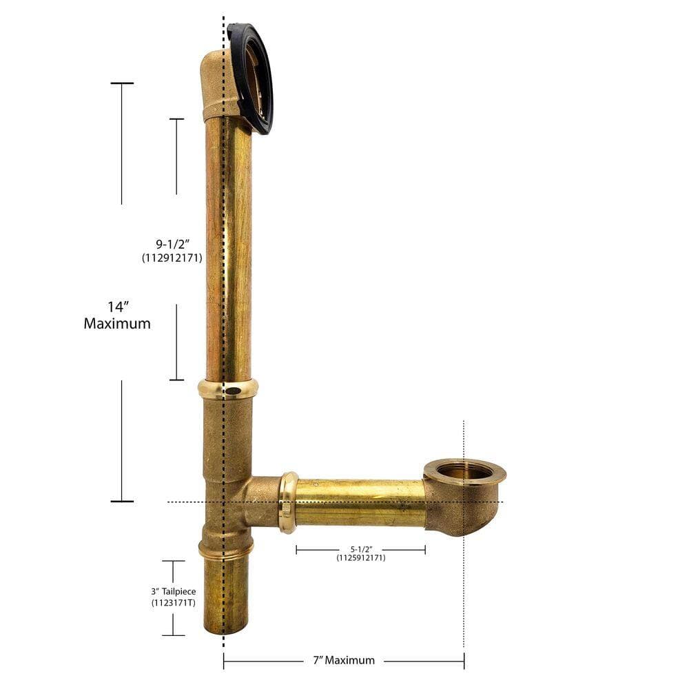 Westbrass 14 in. Brass Bath Waste (2)