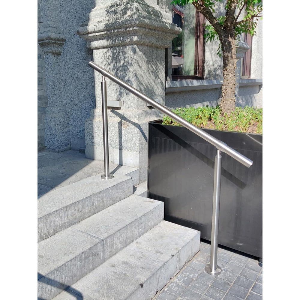 Afoxsos 4-Step Handrail DIY 304-Stainless Steel Transitional Hand Rails with Installation for Porch Stair Brushed Silver Metal (2)